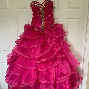 Full prom dress. Hot pink